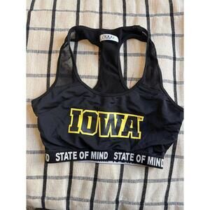 Black Sports Bra with Yellow Iowa Print
